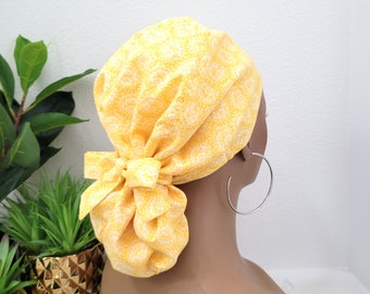 Medium Satin Lined Scrub Hat, Protect Hair w/Satin Lined Ponytail Scrub Cap. Buttons Option, Size See Description, Nurse/Surgical/Doctor Hat