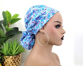Small Satin Lined Scrub Hat, Protect Hair w/Satin Lined Ponytail Scrub Cap. Buttons Option, Size See Description, Nurse/Surgical/Doctor Hat