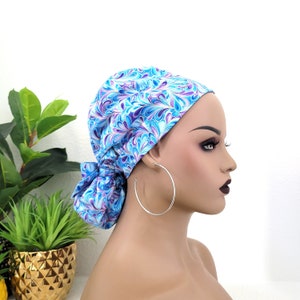 Small Satin Lined Scrub Hat, Protect Hair w/Satin Lined Ponytail Scrub Cap. Buttons Option, Size See Description, Nurse/Surgical/Doctor Hat