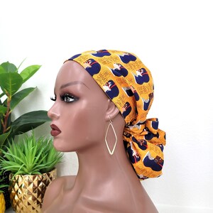 Small Women&#39;s Intl Day Satin Lined Scrub Hat, Protect Hair w/Satin Lined Ponytail Scrub Cap/Buttons/Size Options, Nurse/Surgical/Doctor Cap
