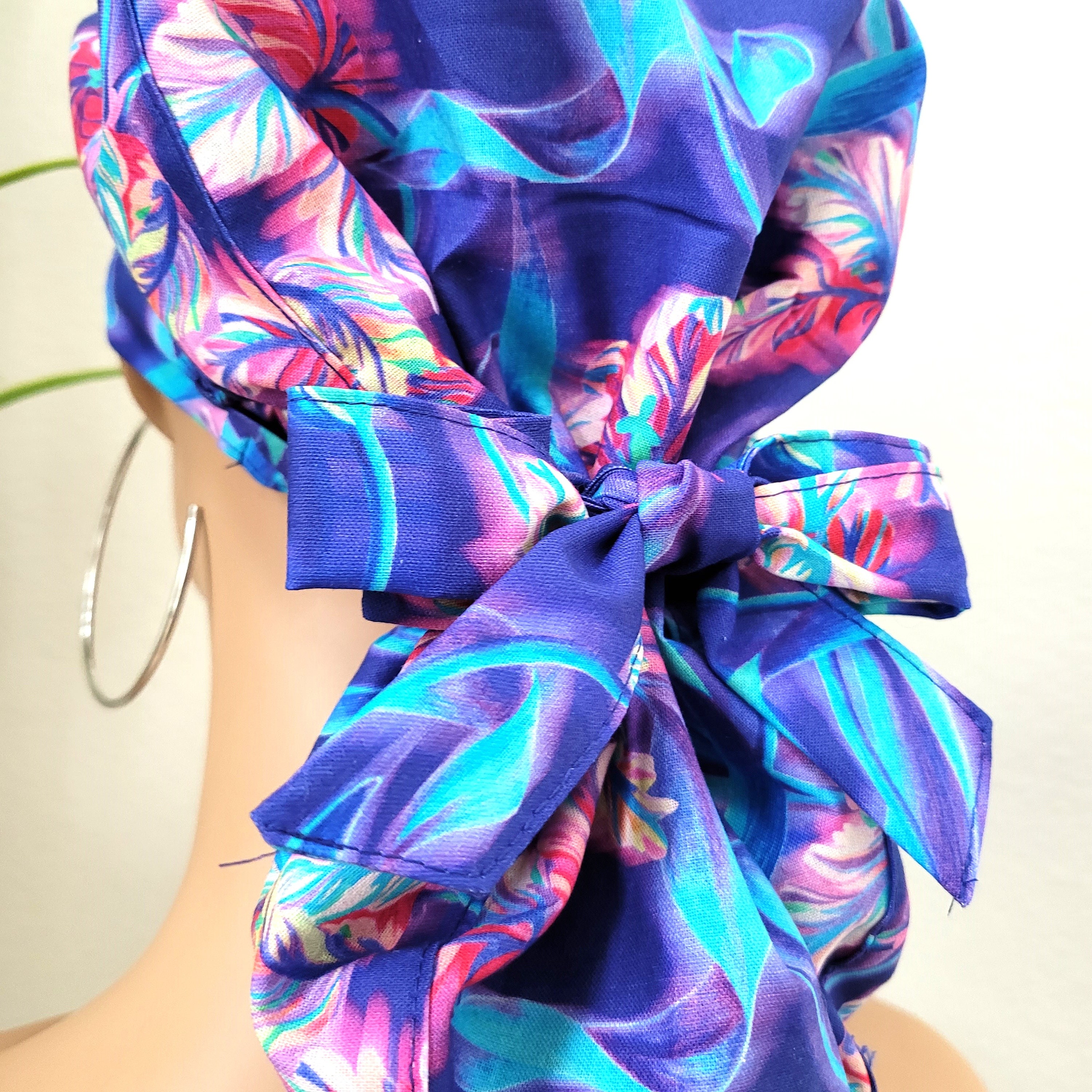 Large Satin Lined Scrub Hat, Protect Hair W/satin Lined Ponytail Scrub
