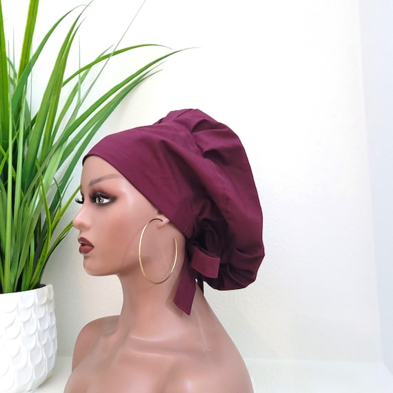 Large Bouffant Satin Lined Scrub Hat, Protect Hair W/satin Lined