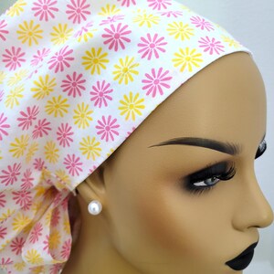 Medium Satin Lined Scrub Hat, Protect Hair w/Satin Lined Ponytail Scrub Cap. Buttons/Size See Description, Nurse/Surgical/Doctor Hat