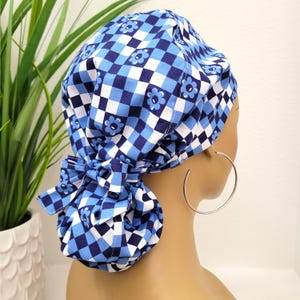 Large Satin Lined Scrub Hat, Protect Hair w/Satin Lined Ponytail Scrub Cap, Button/Size Options, See Description, Nurse/Surgical Hat, DVM