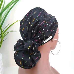 Large Satin Lined Scrub Hat, Protect Hair w/Satin Lined Ponytail Scrub Cap, Button/Size Options, See Description, Nurse/Surgical Hat, DVM