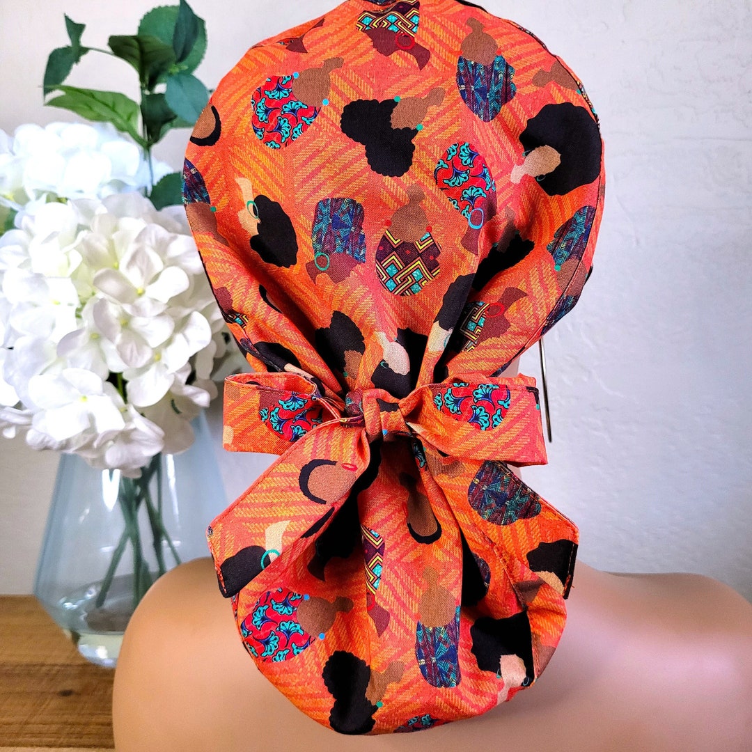 Large Satin Lined Scrub Hat, Protect Hair W/satin Lined Ponytail Scrub