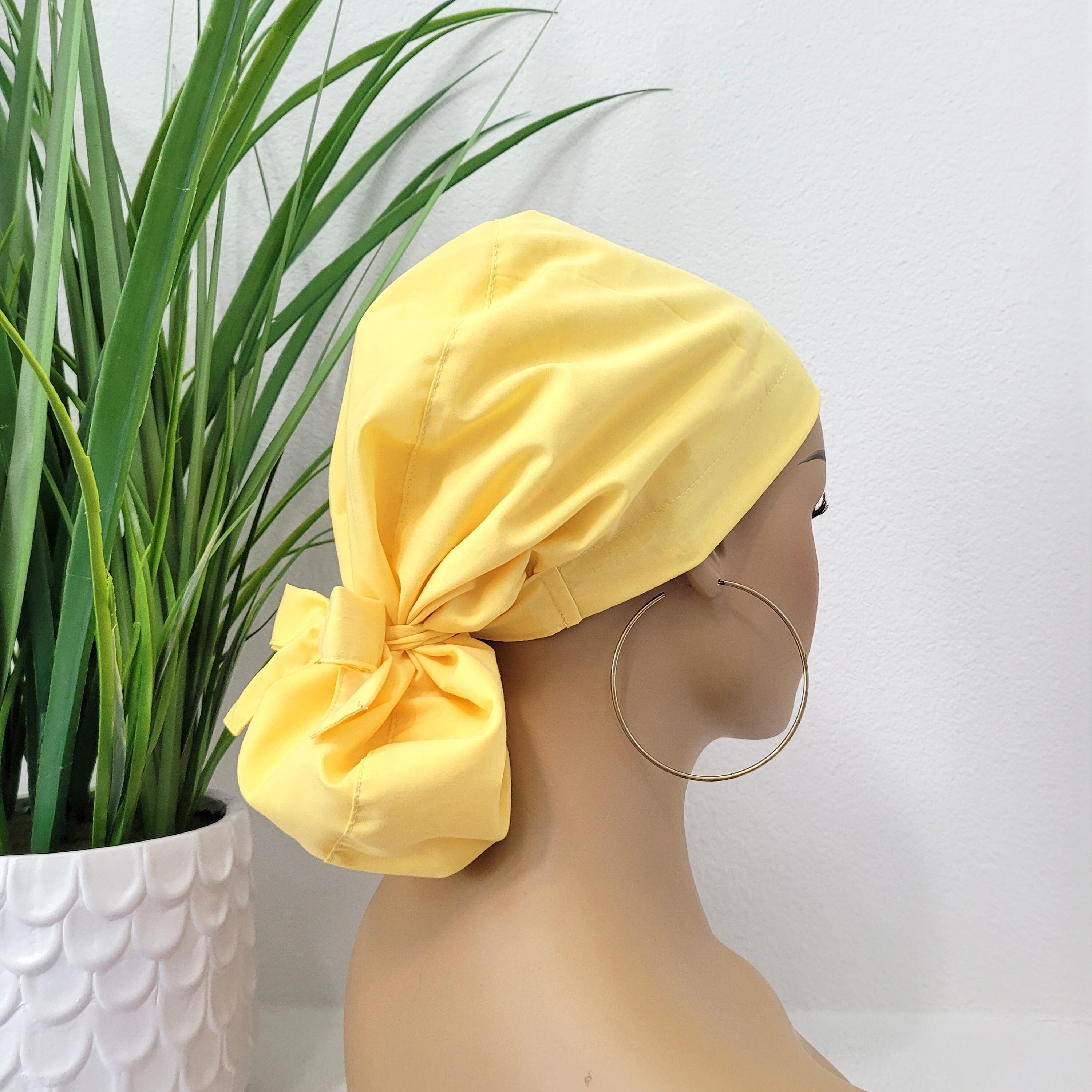 Large Satin Lined Scrub Hat, Protect Hair W/satin Lined Ponytail Scrub