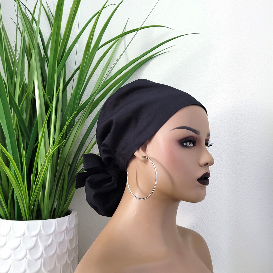 Small Satin Lined Scrub Hat, Protect Hair W/satin Lined Ponytail Scrub Cap. Buttons/size See