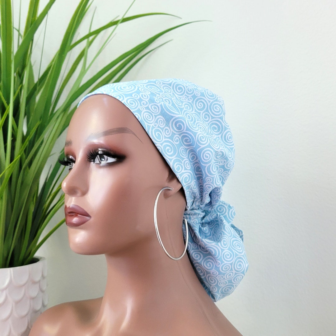 Medium Satin Lined Scrub Hat, Protect Hair W/satin Lined Ponytail Scrub