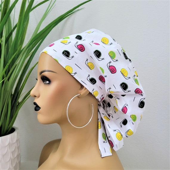 Scrub Caps Women With Buttons,Cherry Fruits,Adjustable Surgical Cap With Ponytail Holder Bow Hair Scrunchy At Women's Clothing Store - View #2