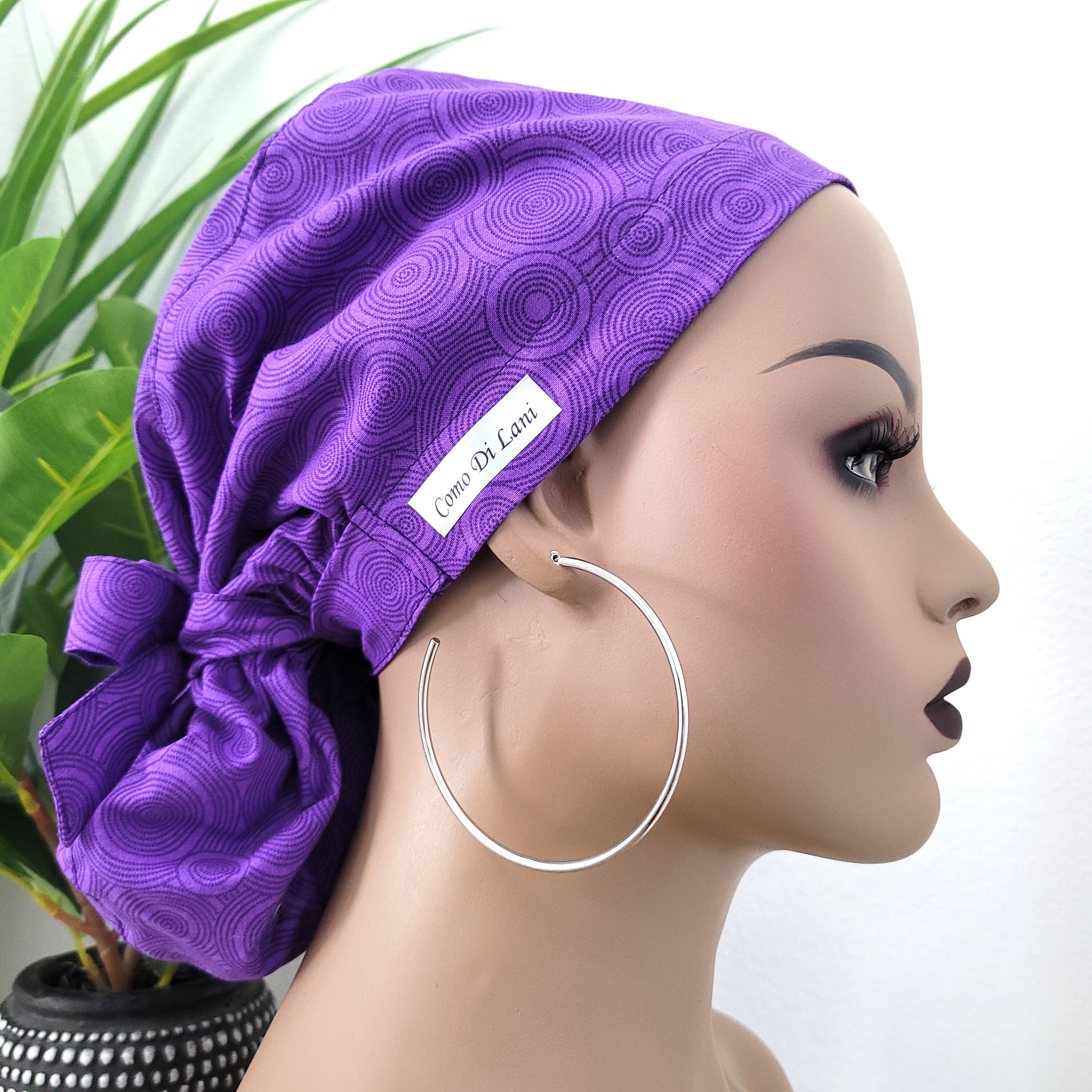 Large Satin Lined Scrub Hat, Protect Hair W/satin Lined Ponytail Scrub