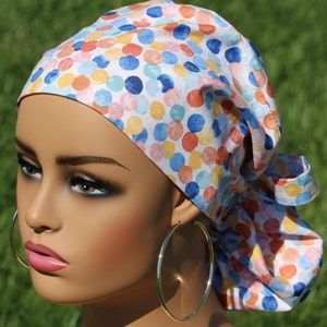 Small Satin Lined Scrub Hat, Protect Hair w/Satin Lined Ponytail Scrub Cap. Buttons Option, Nurse/Surgical/Doctor Hat