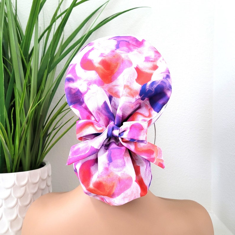 Large Tie Dye Satin Lined Scrub Hat, Protect Hair W/satin Lined
