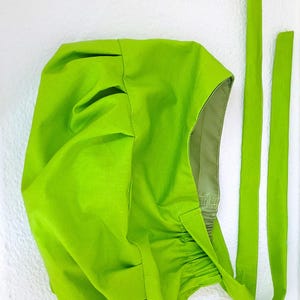 Medium Bouffant Satin Lined Scrub Hat, Protect Hair w/Satin Lined Ponytail Scrub Cap. Buttons Option, Size See Description, Surgical Cap