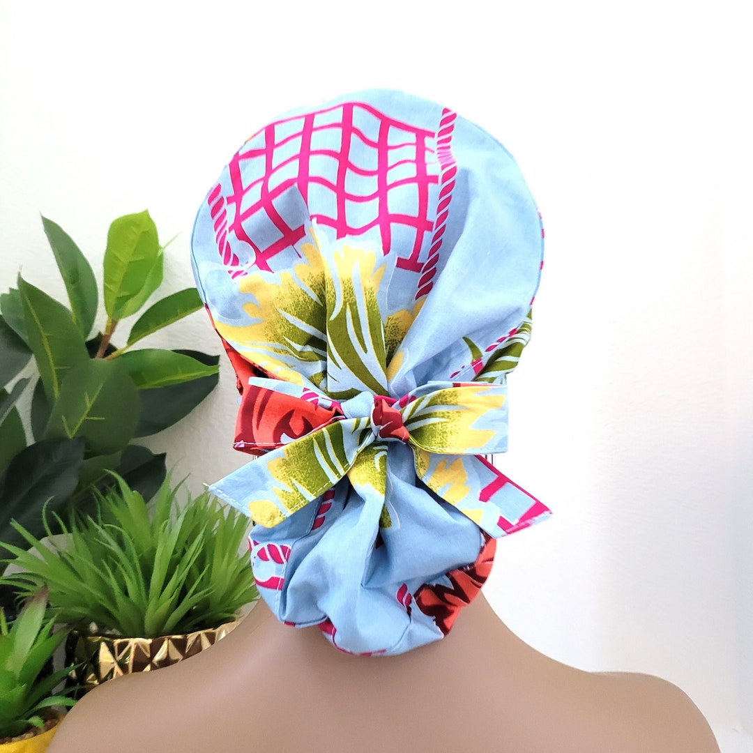 Medium Satin Lined Scrub Hat, Protect Hair W/satin Lined Ponytail Scrub Cap. Buttons/size See