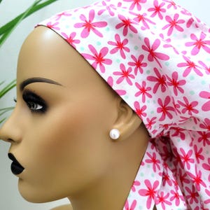 Medium Satin Lined Scrub Hat, Protect Hair w/Satin Lined Ponytail Scrub Cap, Button/Size Option, See Description, Nurse/Surgical/Dr. Cap