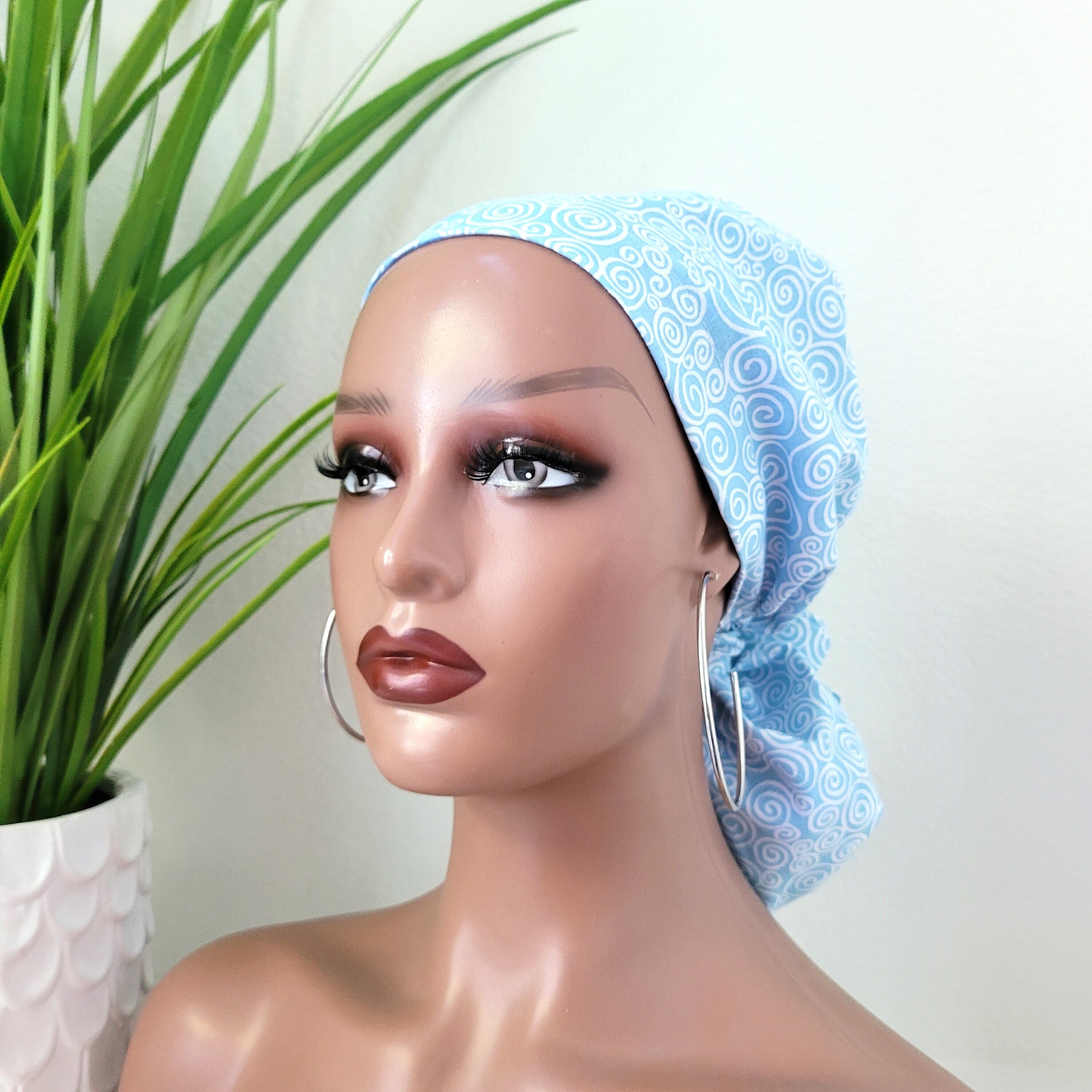 Large Satin Lined Scrub Hat, Protect Hair W/satin Lined Ponytail Scrub