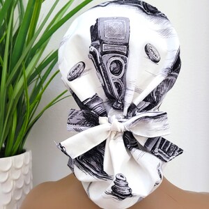 Medium, Picture Perfect Satin Lined Scrub Cap, Protect Hair w/Satin Lined Ponytail Scrub Cap, Button/Size Options, Nurse/Surgical/Doctor Hat