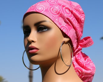 Medium Pink Satin Lined Scrub Hat, Protect Hair w/Satin Lined Ponytail Scrub Cap. Buttons Option, Nurse/Surgical/Doctor Hat
