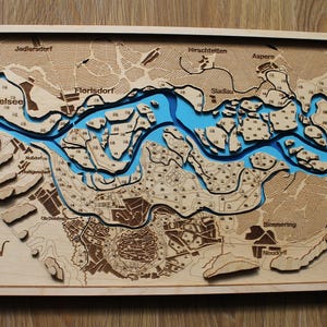 Mapa 3D de madera de Viena con islas y canales, 1826