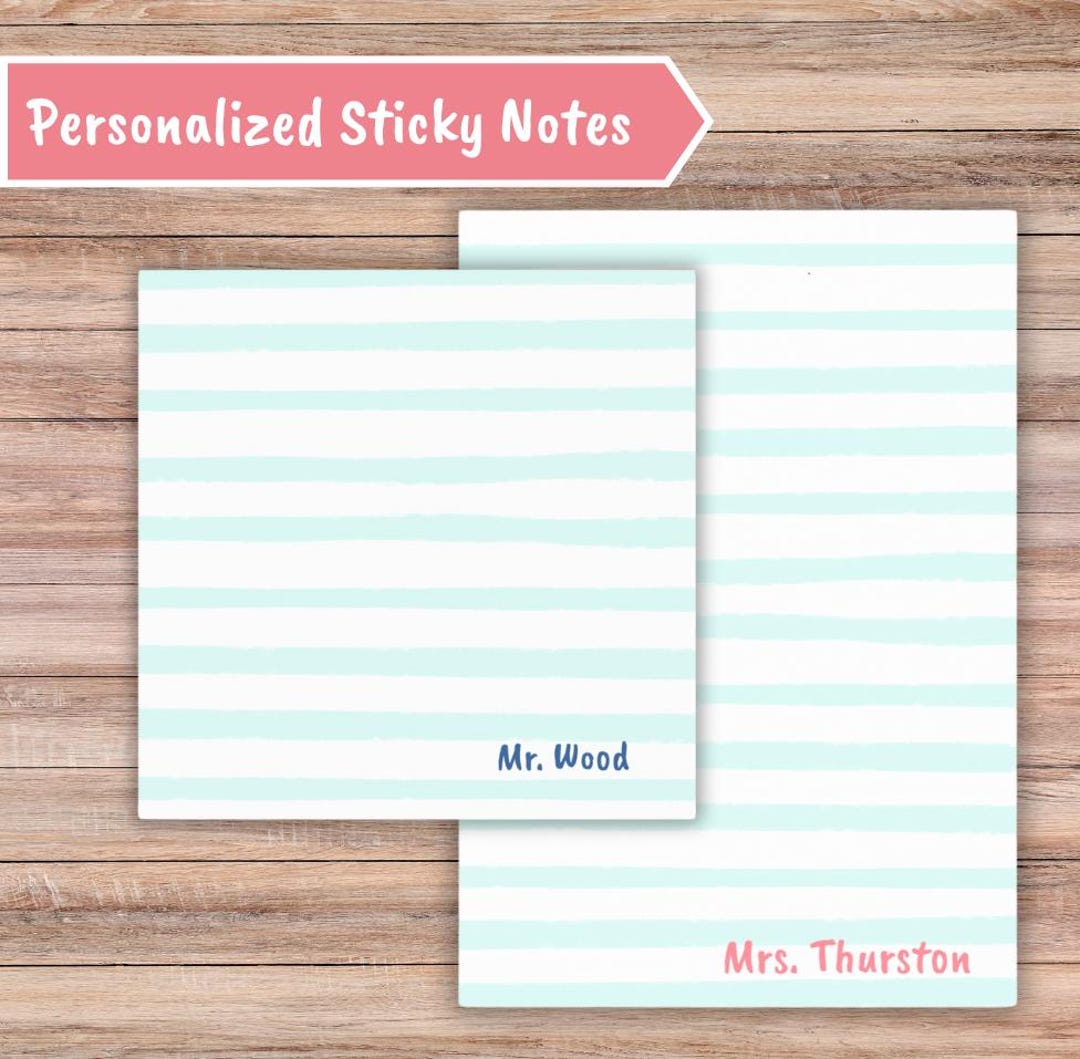 Personalized Sticky Notes for Teachers | Custom Name Post-it Note Pad ...