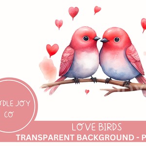 Valentine's Day PNG Watercolour Love Birds Clipart Valentine's Animal ...