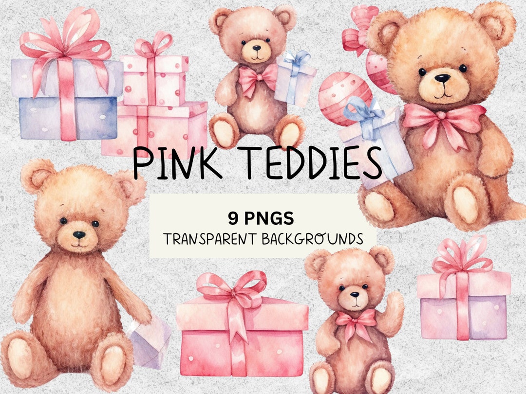 Watercolour Teddy Bear Clip Art Clipart Pack Baby Shower - Etsy