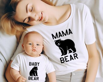 Mama Bear graphic T-shirt - T-shirt volwassenen - bijpassende T-shirt set moeder en dochter/zoon - Mama Bear en Baby Bear - familie-outfit - familiefoto