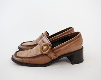 Prada vintage heel loafers shoes size 37.5