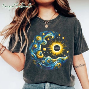 Van Gogh Total Solar Eclipse 2024 T-shirt, Spring Solar Eclipse Sweatshirt, Moon Astronomy Shirt, Stargazer Hoodie, Astronomy Lover Gift