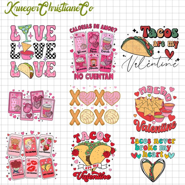 Mexican Valentine Bundle, Concha Valentine's Png, Candy Valentines Png, Pan Ducle Valentine, Taco Valentine Png, Mexican Food Lover Gift