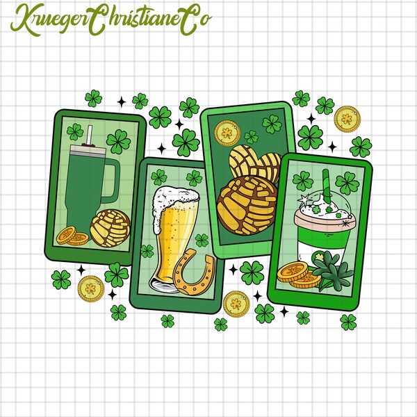 Mexican Food Tarot Card St. Patrick's Day Png, Conchas St. Paddy's Day Png, Day Drinking Png, Irish I Had Tacos Png, Mexican Food Lover Gift