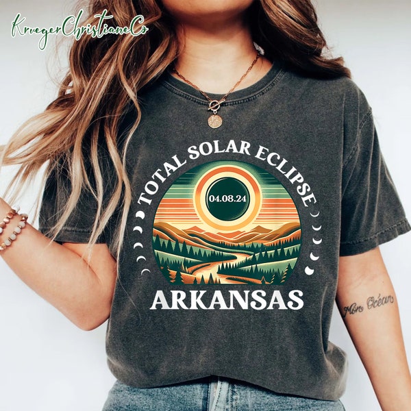 Total Eclipse Arkansas T-shirt, Solar 2024 Tee, 2024 Eclipse Souvenir, Solar Eclipse Sweatshirt, Gift for Astronomer, Eclipse Watching Party