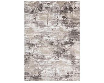 Abstract Area Rug | Beige Gray Taupe Off White Design | Thick High Pile Soft Carpet | Durable No Shedding | Modern Living Room Home Decor