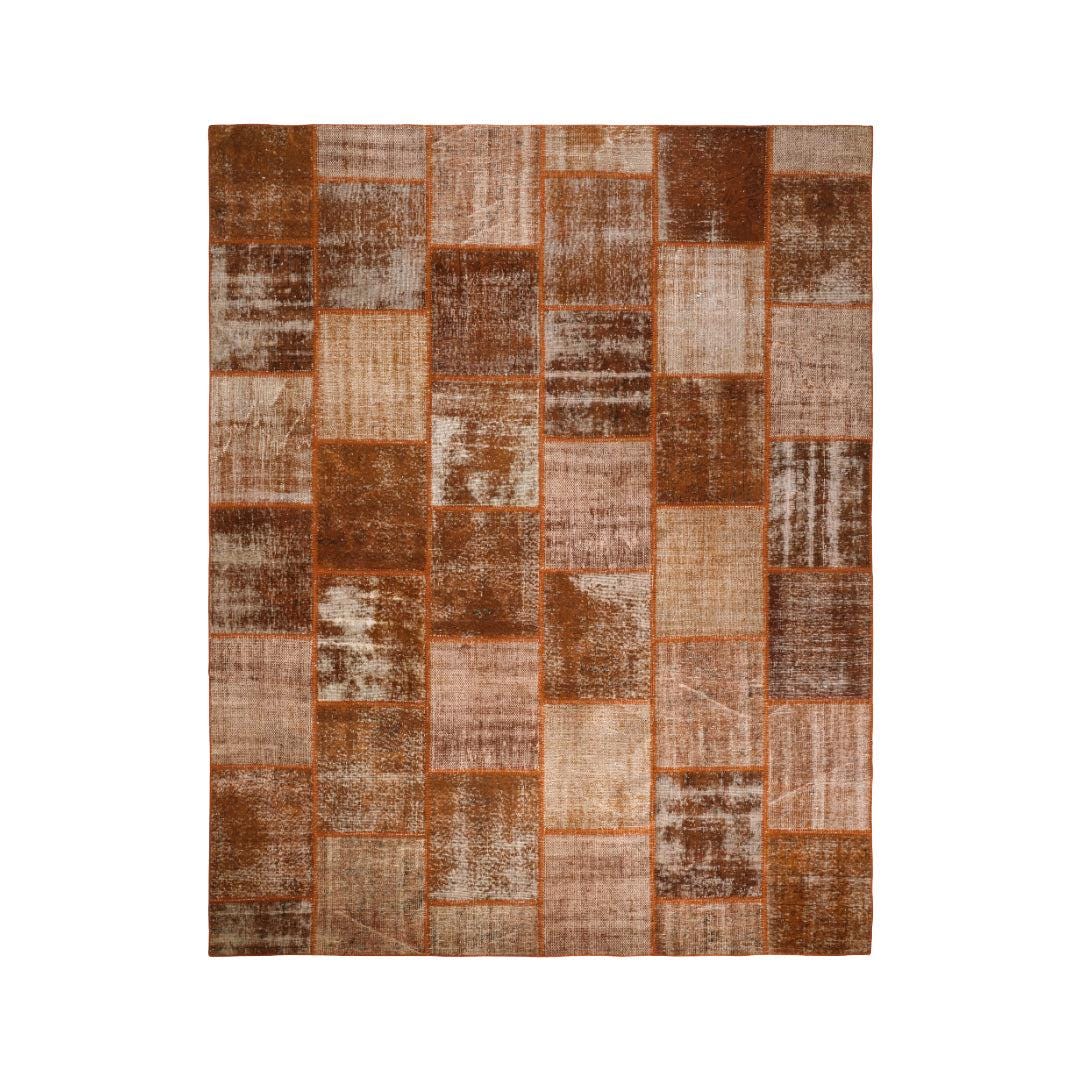 Rust Textured Area Rug Ranch Style Vintage Rust Brown Turkish Patchwork Rug | 8x10 Distressed Area Rug ...