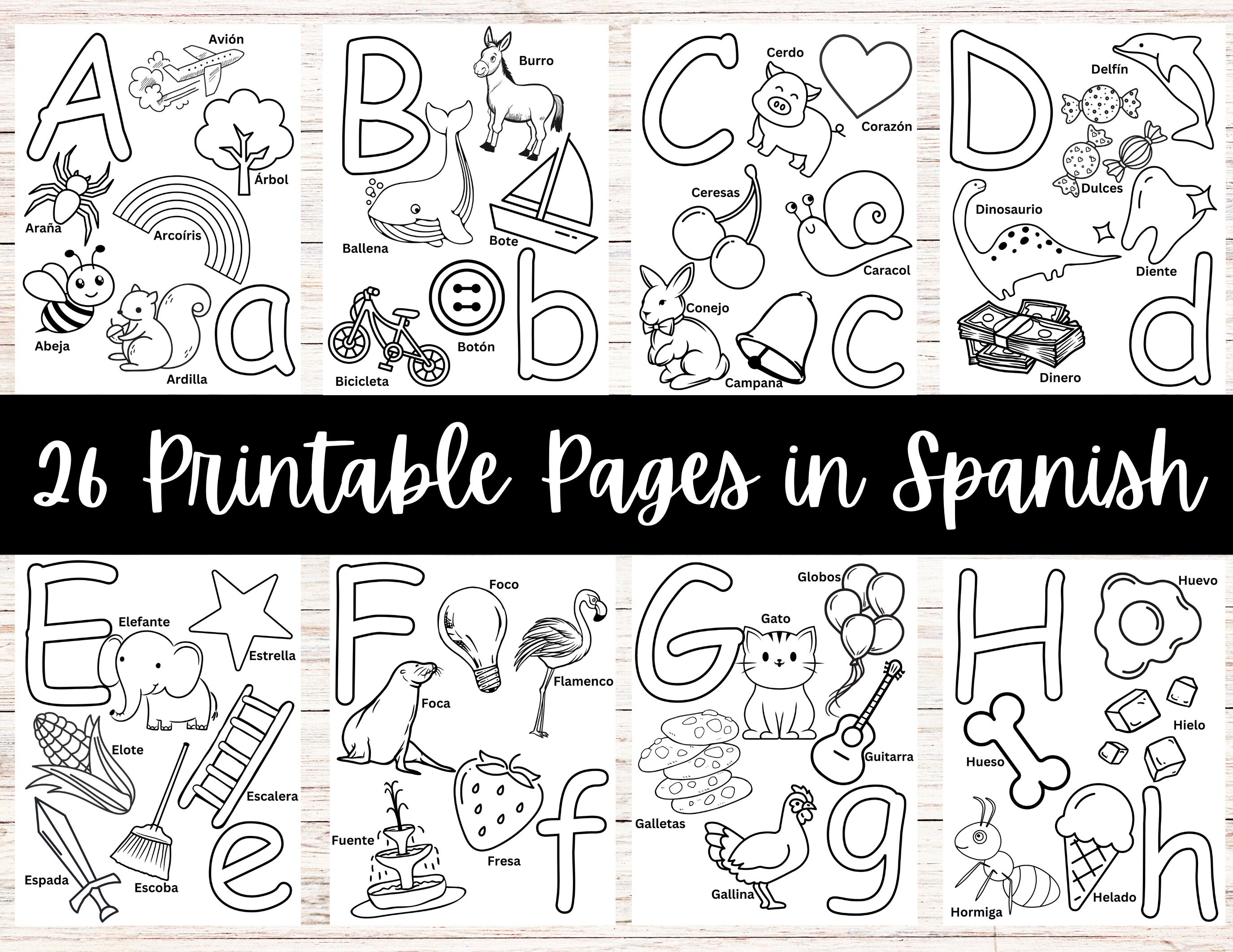 Alphabet Coloring Pages For Kids In Spanish 26 Coloring Sheets For Kids 