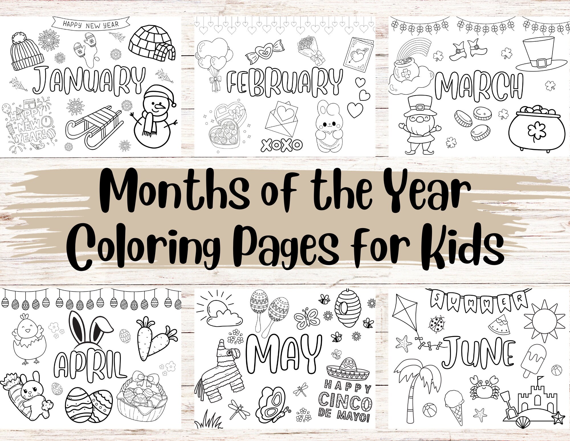 Months of the Year Coloring Sheets for Kidslearn and Color - Etsy