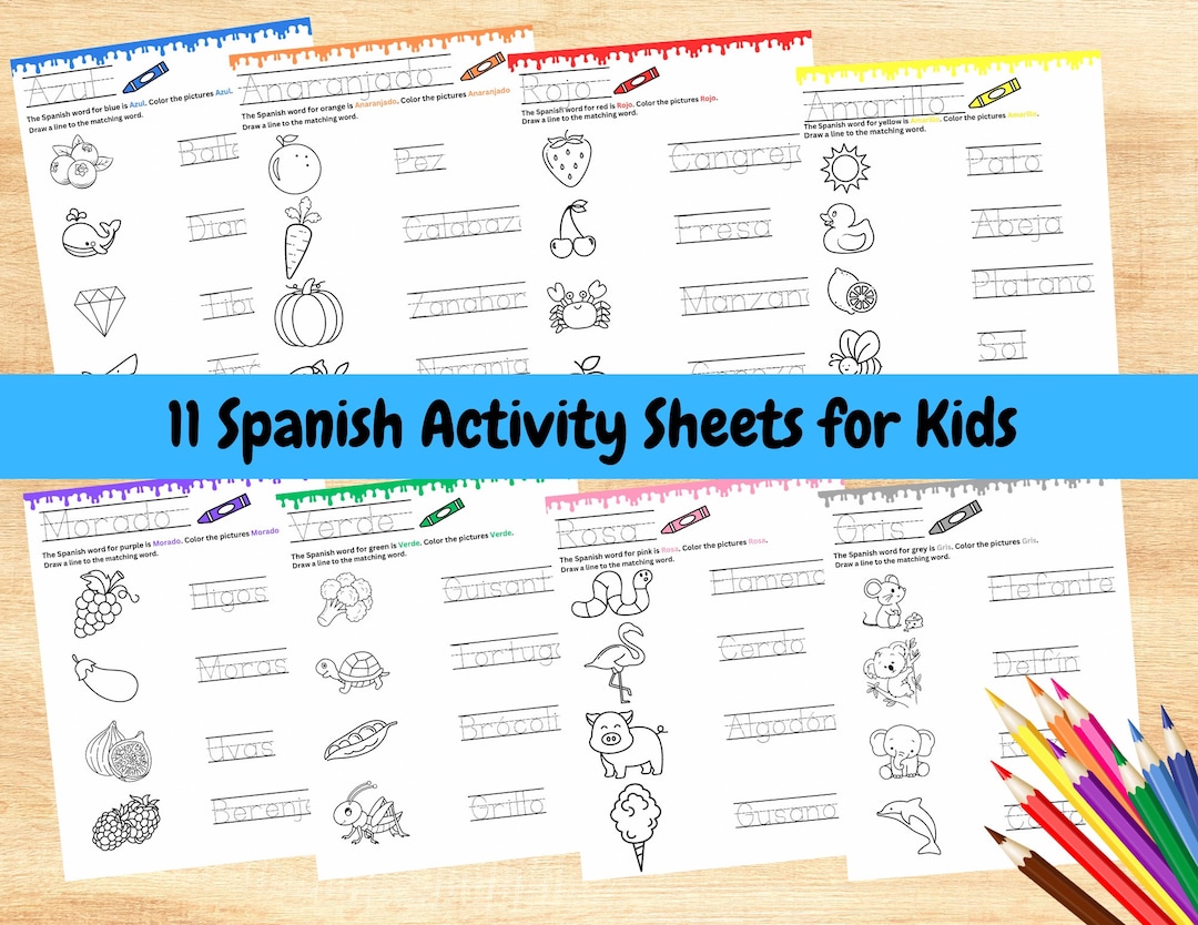 Activity Sheets for Kids in Spanish Coloring Sheets for Kids - Etsy