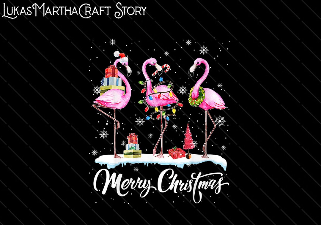 Flamingo Christmas Lights PNG, Pink Flamingo Xmas Png, Flamingo Merry