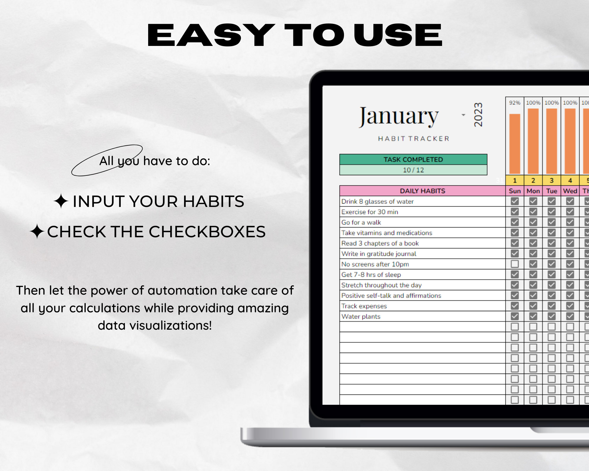 Habit Tracker Spreadsheet Template for Google Sheets, Daily Habit ...