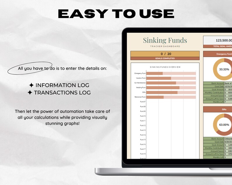 Sinking Funds Tracker for Google Sheets, Personal Finance Spreadsheet ...