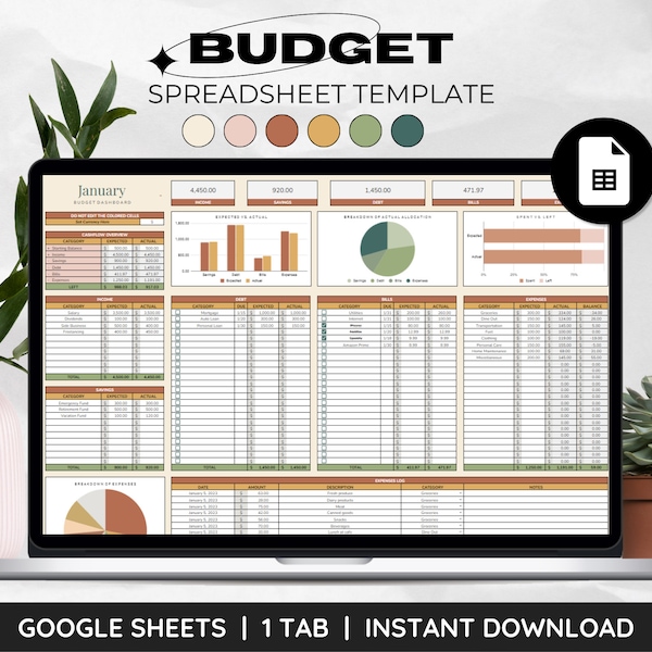 Google Sheets Budget Spreadsheet Personal Finance Family Budget Monthly