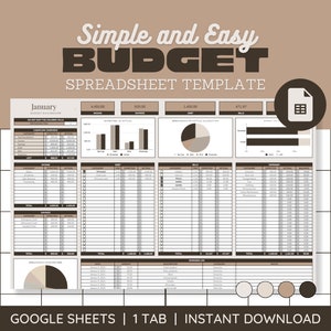 Maandelijkse Google Spreadsheets Budget Spreadsheet Planner, Salaris Tweewekelijks Wekelijks Budgetplan, Bill Expense Tracker, Neutrale Kleur Digitale Sjabloon