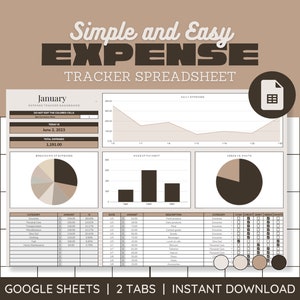 Expense Tracker Google Sheets, tägliche Kontrolle, Bedürfnisse, Bargeld Debit Kreditkarte, persönlicher Finanzierungsplan, digitale Vorlage in neutraler Farbe