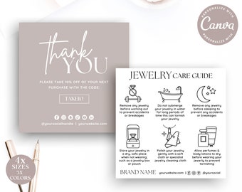 Jewelry Care Card Template, Printable Jewellery Care Instructions, Editable  Jewelry Care Inserts, Earring Care Cards, Bracelet Care Canva 