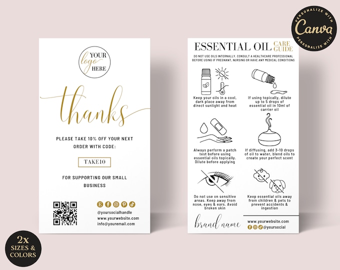 Essential Oil Care Guide CANVA Editable Template, Essential Oil Use ...