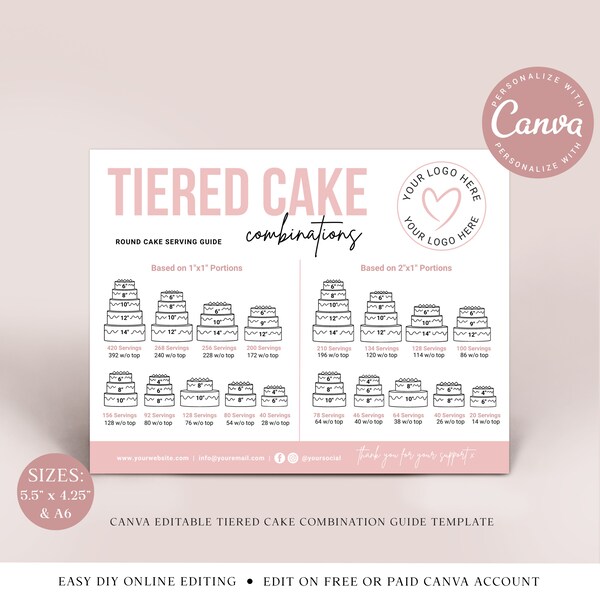 Cake Sizes Template - Etsy