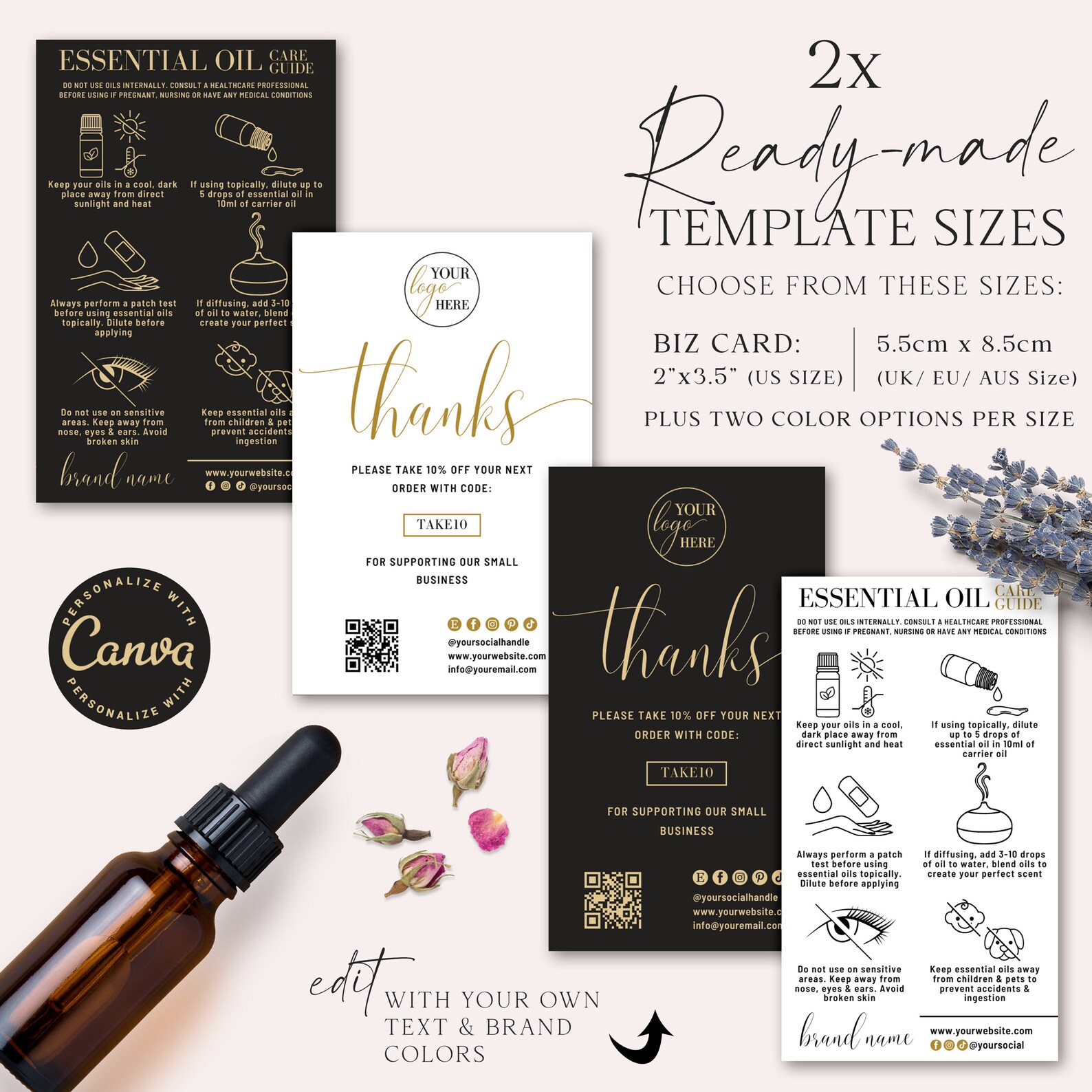 Essential Oil Care Guide CANVA Editable Template, Essential Oil Use ...