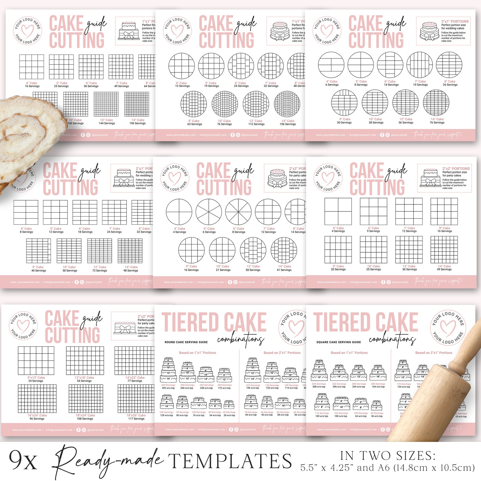 CANVA Cake Cutting Guide 9 X Editable Template Bundle Etsy CANVA Cake Cutting Guide 9 X Editable Template Bundle Etsy