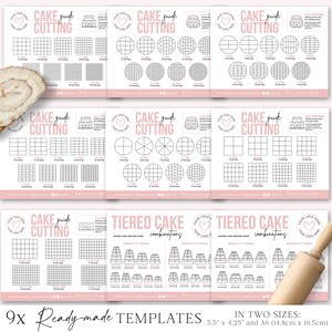 CANVA Cake Cutting Guide 9 X Editable Template Bundle, Printable ...
